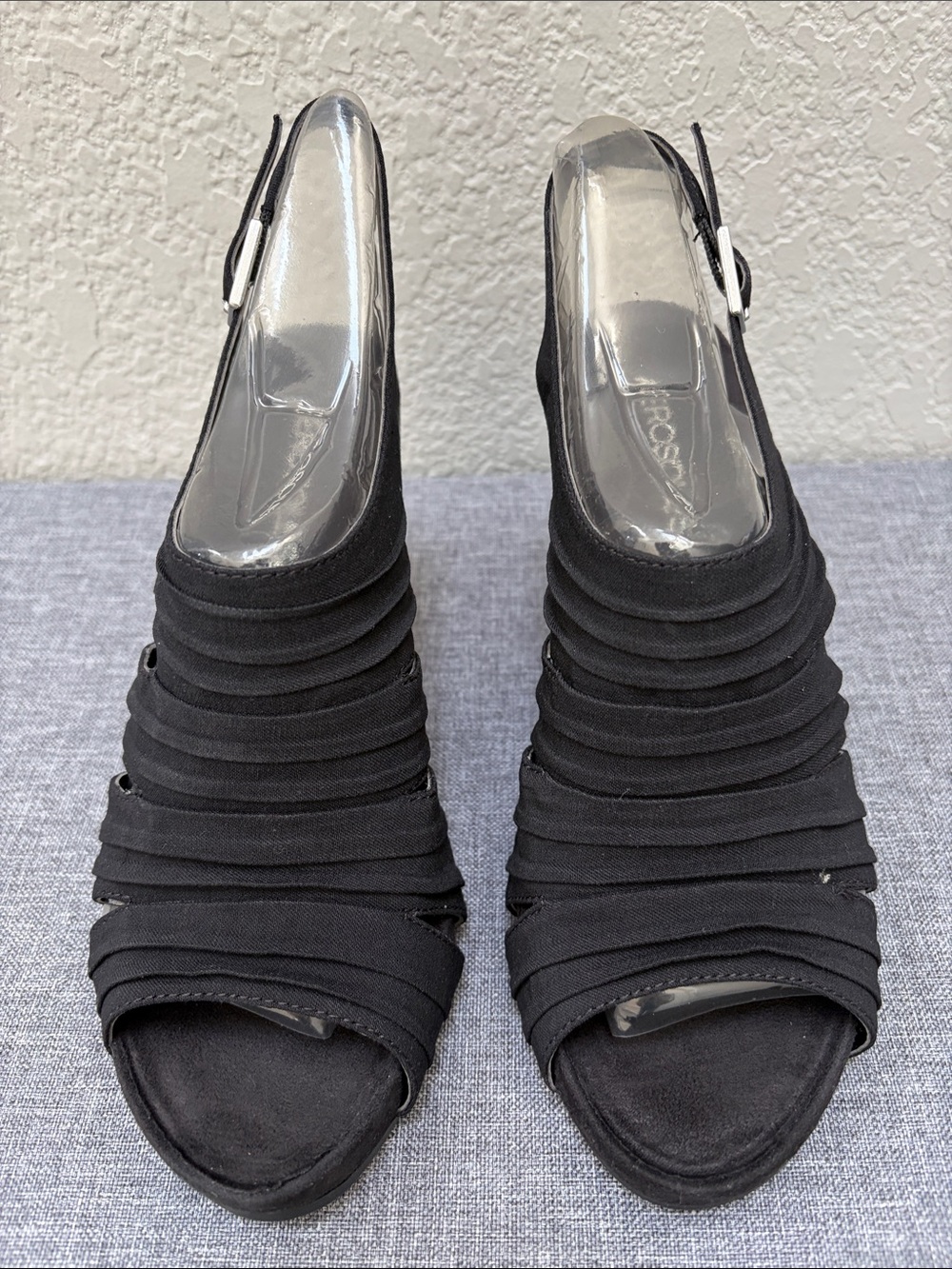 Aerosoles Black Women's Slingback Peep-Toe Heels